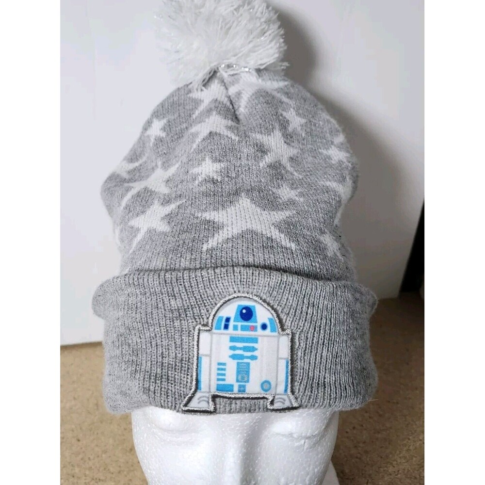 Star Wars BB-8 Beanie Hat Cap Gray Stars Pompom Movie‎ Winter One Size